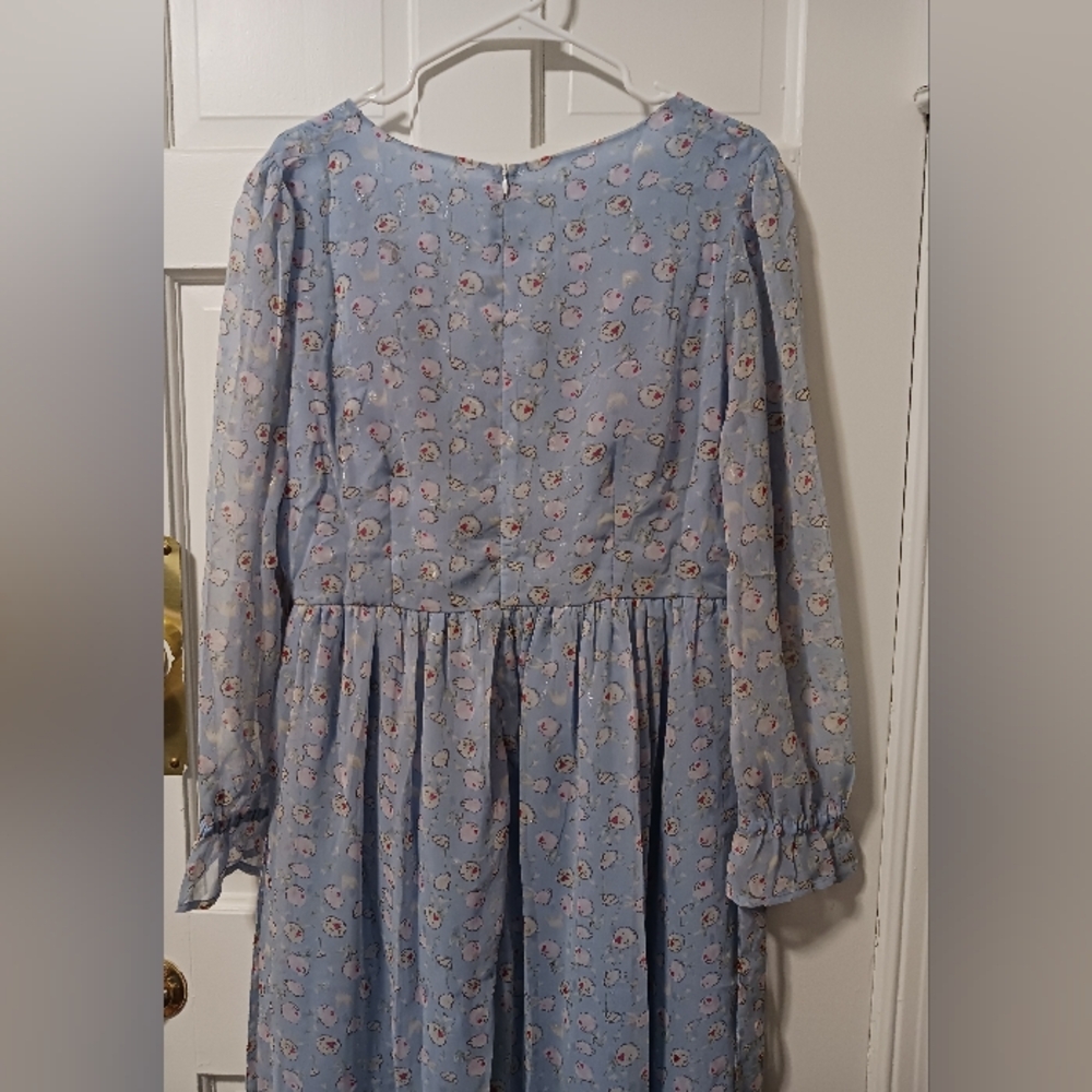 Meadowlark Cottagecore Bridgerton Milk Maid Fairy Dress, Sky Blue NWOT Sz L? - Picture 11 of 13